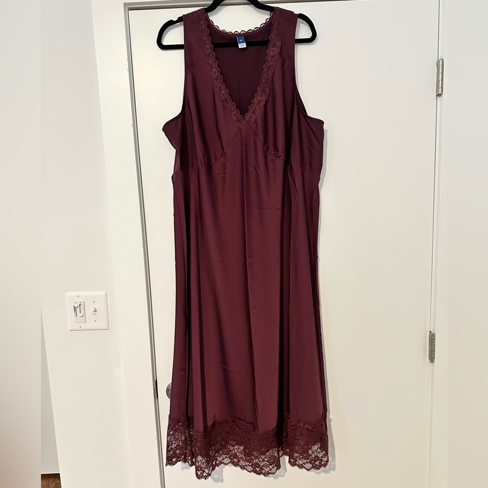 Old Navy Lace-Trim Satin Midi Dress